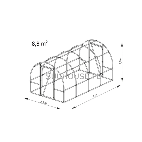 Tunel foliowy B4 [8,8 m2] 4 x 2,2 x 1,9